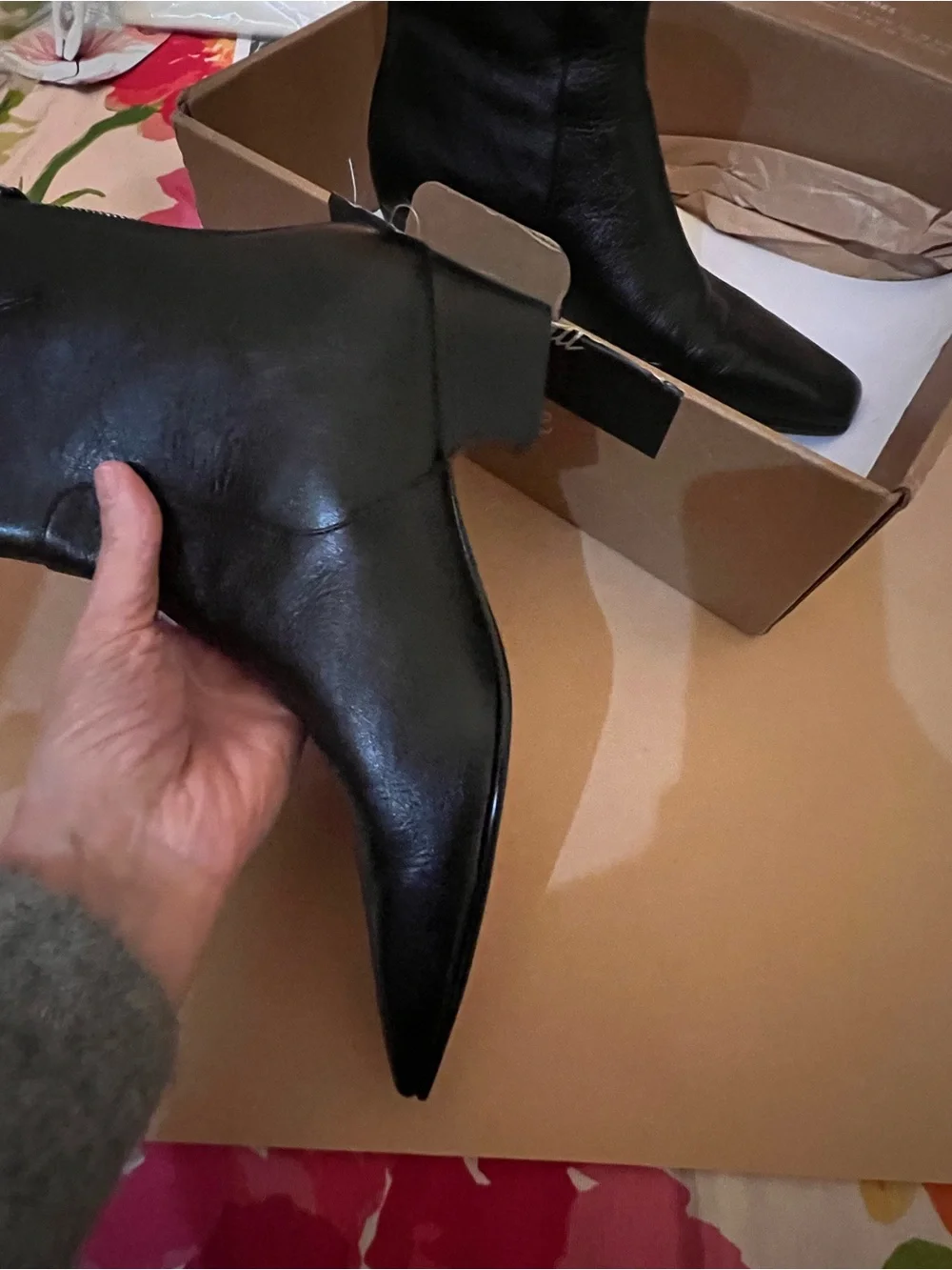 Madewell Black Leather Square-Toe Ankle Booties - Picture 4 of 8